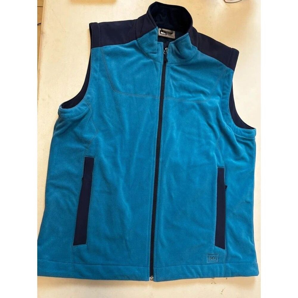 REI Grid Hybrid Fleece Wind Block Vest Size XL Black Men's Full Zip